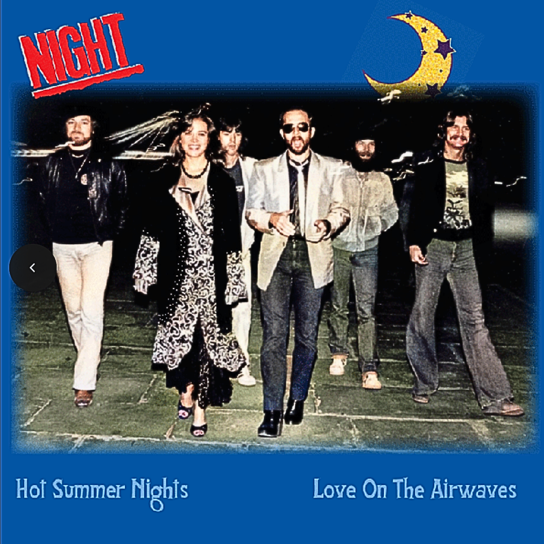 Night - Hot Summer Nights/Love On The Airwaves [7"LP/45 RPM] Blue Swirled Vinyl Single - Renaissance Records US