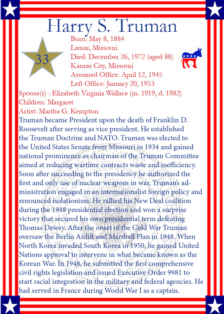 USA Presidents Trading Cards - Renaissance Records US